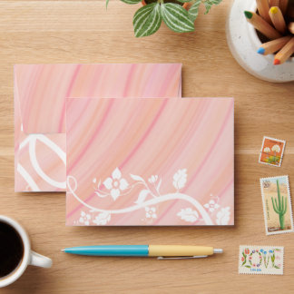 Peach Spirals, Filigree and Flowers Envelope