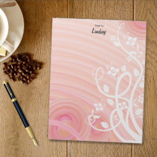 Peach Spirals, Filigree Floral Art Custom Notepad