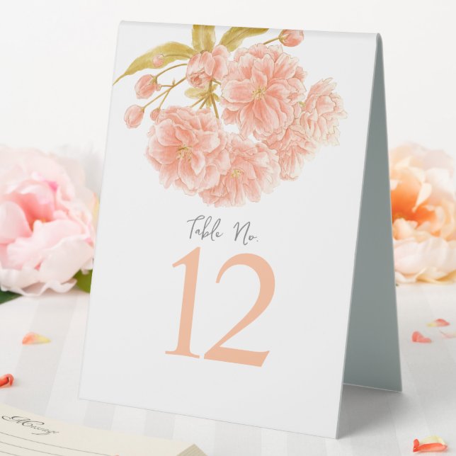 Peach spring blossom Wedding table numbers Tent (In SItu (Wedding))