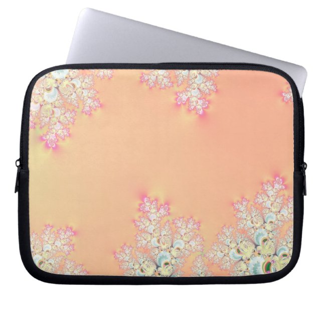 Peach Spring Frost Fractal Laptop Sleeve (Front)