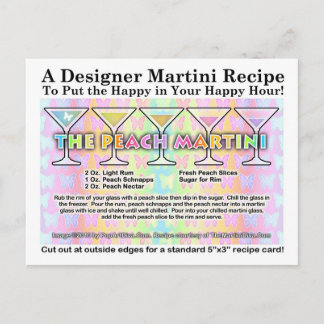 Peach Spring Martini Recipe Card Postcard