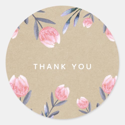 Peach Spring Watercolor Tulips Bridal Shower Favor Classic Round Sticker
