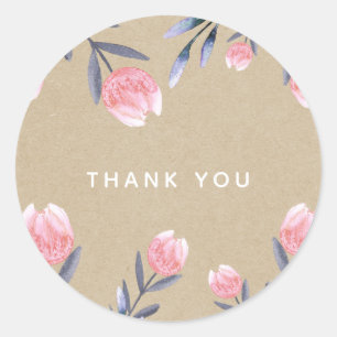 Peach Spring Watercolor Tulips Bridal Shower Favor Classic Round Sticker