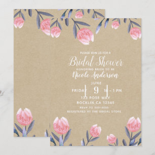 Peach Spring Watercolor Tulips Bridal Shower Invitation