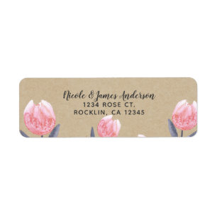 Peach Spring Watercolor Tulips Bridal Shower Party Label