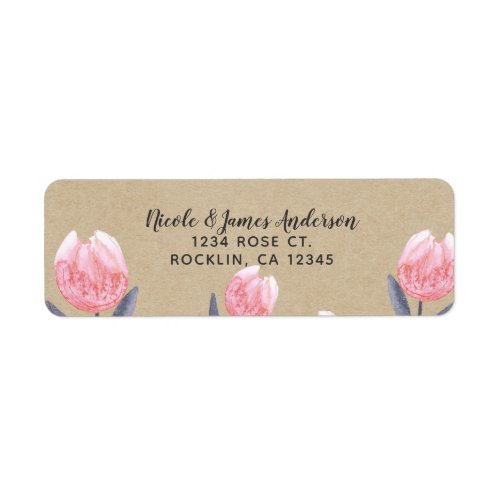 Peach Spring Watercolor Tulips Bridal Shower Party Label