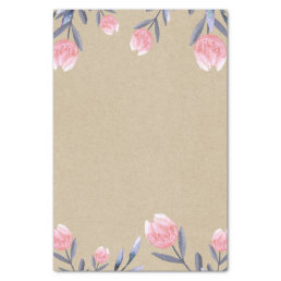 Peach Spring Watercolor Tulips Bridal Shower Party Tissue Paper