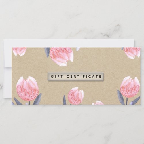 Peach Spring Watercolor Tulips Gift Certificate