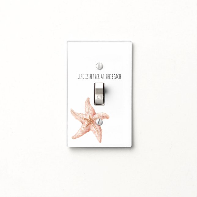 Peach Starfish Better at Beach Light Switch Cover (In Situ)