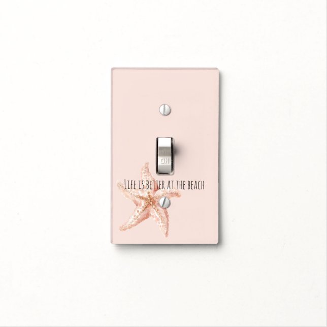 Peach Starfish Mint Conch Shell Better at Beach Light Switch Cover (In Situ)