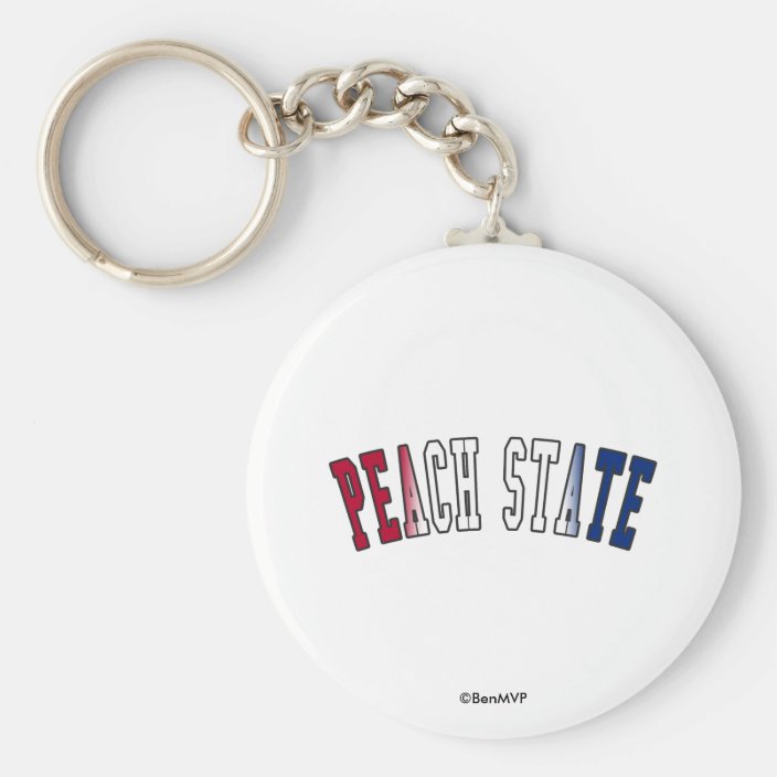 Peach State in State Flag Colors Key Chain