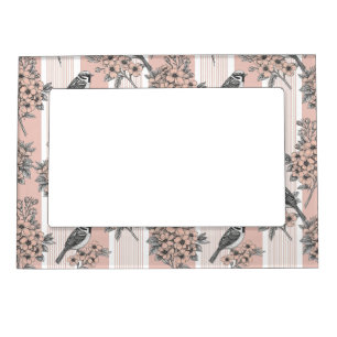 Peach Stripe Floral Bird Elegant (7) Magnetic Frame