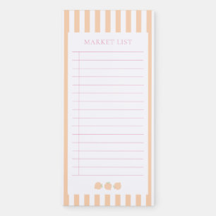 Peach Stripe Peaches Flower Notes Magnetic Notepad