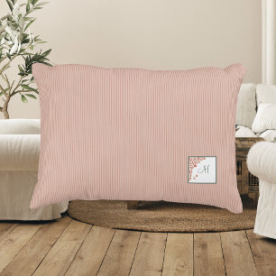 Peach Stripe Terracotta Butterfly Script Monogram Accent Pillow