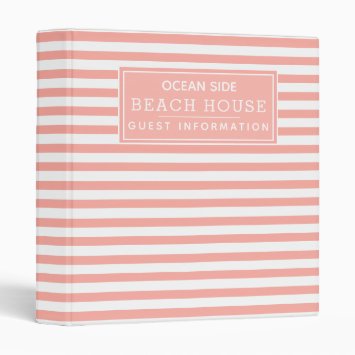 Peach Striped Beach House Rental Guest Information
