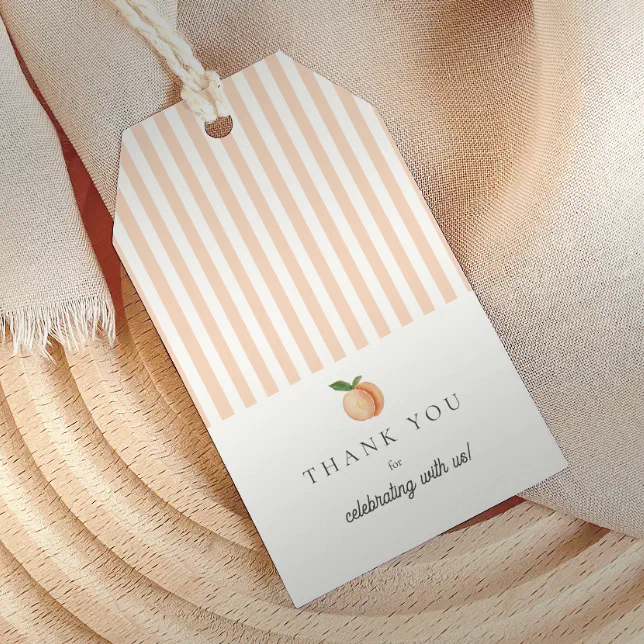 Peach Stripes Baby Shower Gift Tags | Zazzle