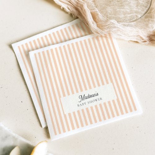 Peach Stripes Baby Shower Paper Napkins