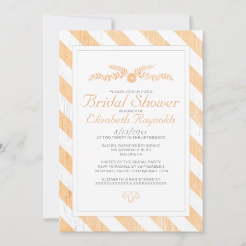 Peach Stripes Bridal Shower Invitations