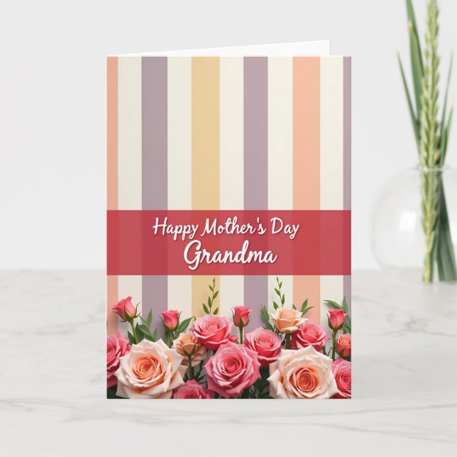 Peach Stripes Mothers Day Card (Front)