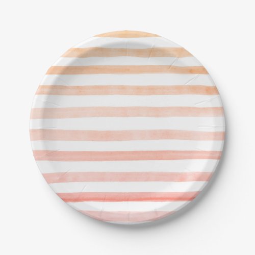 Peach Stripes Watercolor Paper Plates