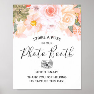 Peach Succulents Floral Photo Booth Wedding Sign