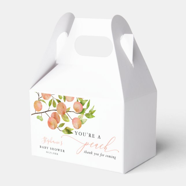 Peach Summer Baby Shower Favor Box (Front Side)