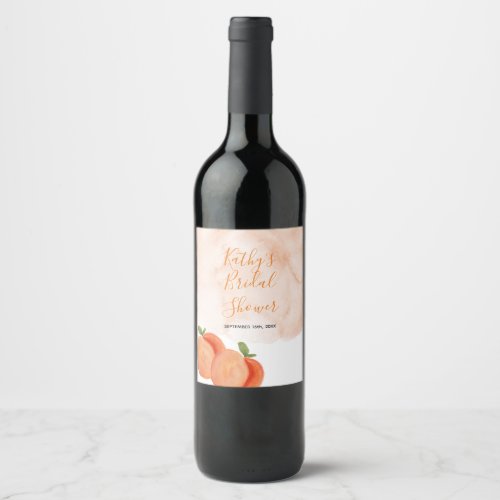  Peach Summer Bridal Shower Wine Label