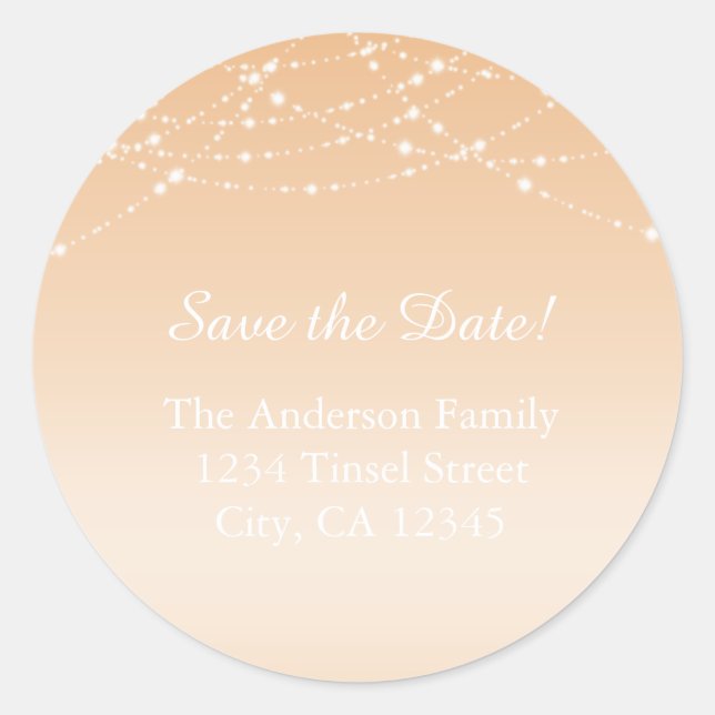 Peach Summer Glitter Wedding Address Labels (Front)