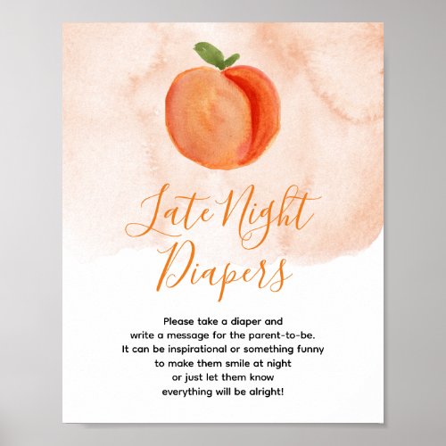 Peach Summer Watercolor Late Night Diapers Poster