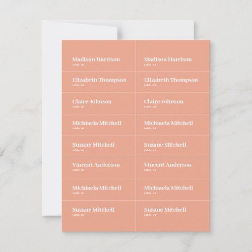 Peach Summer Wedding Place Card DIY