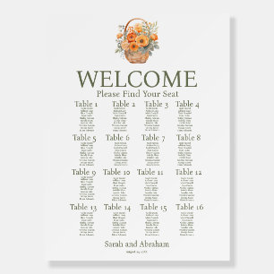 Peach Summer Wedding Seating Chart Foam Board