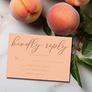 Peach Summer Wedding Trendy Kindly Reply RSVP Card