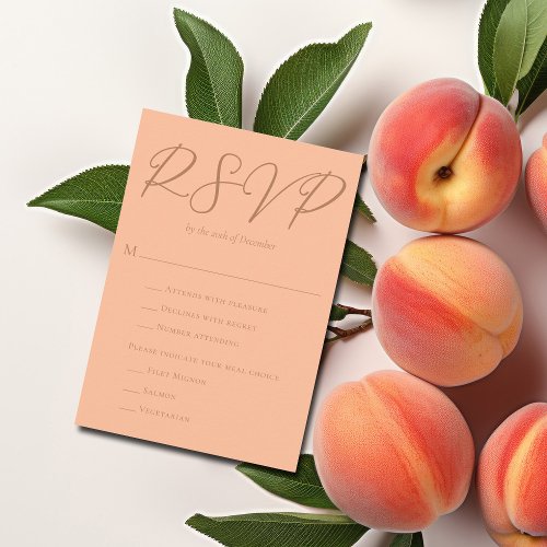 Peach Summer Wedding w Meal Choice Trendy RSVP