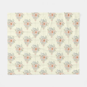 Peach Sunflower Bouquets on Dotted Lattice Fleece Blanket