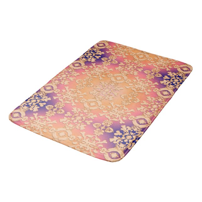 Peach Sunset Royal Damask Bath Mat (Angled)