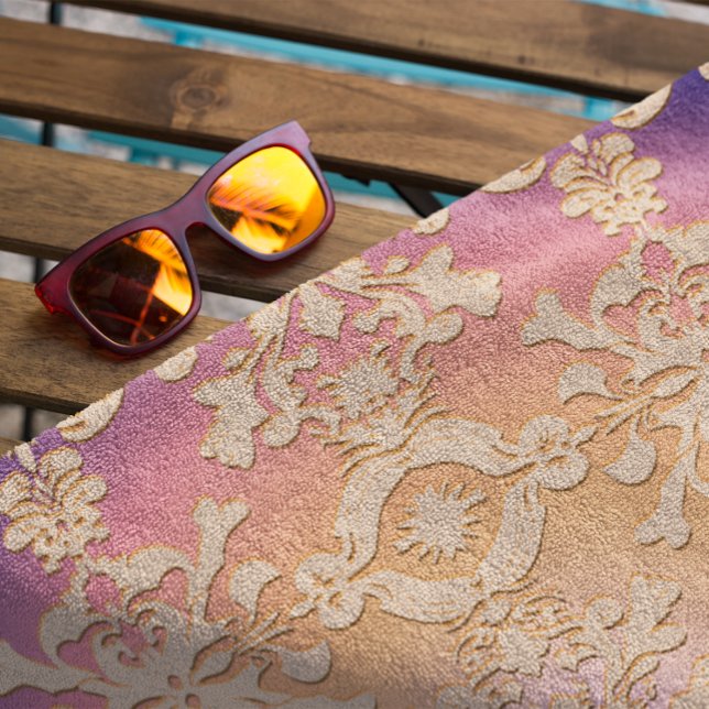 Peach Sunset Royal Damask Beach Towel (Creator Uploaded)