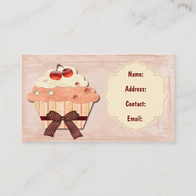 peach sweet cupcake business Cards (Front)