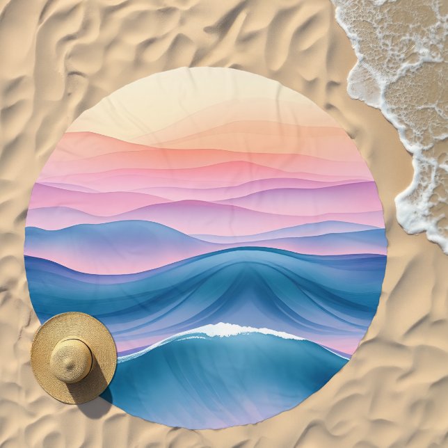 Peach Swell Fluid Abstract Coastal Beach Towel (Beach)