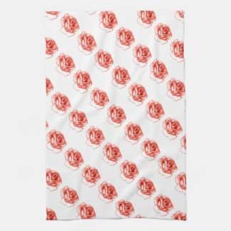 peach tea roses kitchen towel