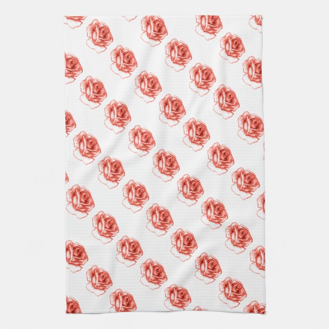 peach tea roses kitchen towel (Vertical)