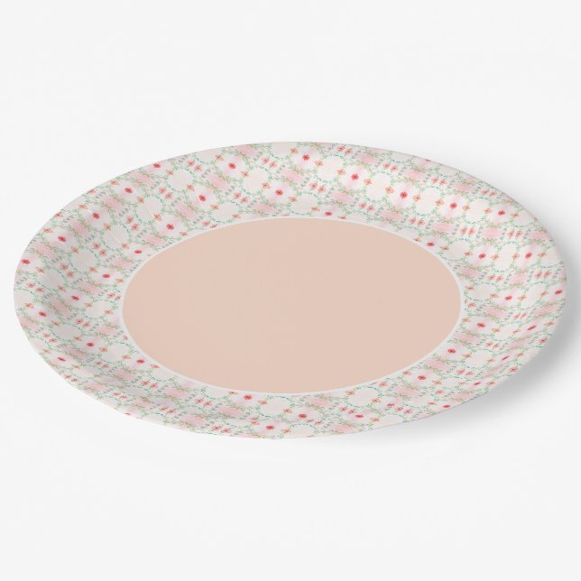 Peach Teal and Pink Paper Plates (Angled)