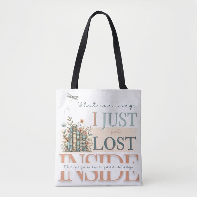 Peach Teal Bookish Romance Book Lovers Signature Tote Bag (Front)