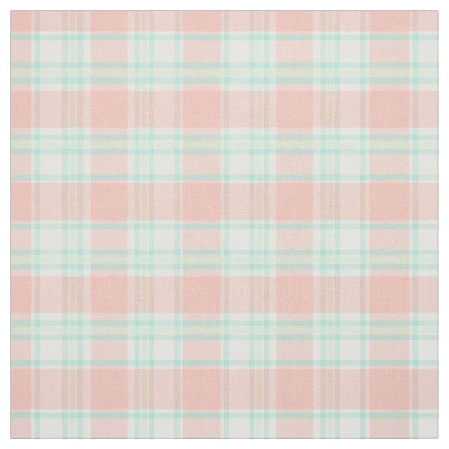 Peach Teal Green Plaid Fabric (Swatch)