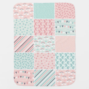 Peach & Teal Patchwork Quilt Design Baby Blanket