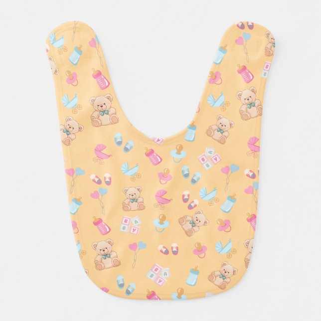 Peach teddy Bib (Front)