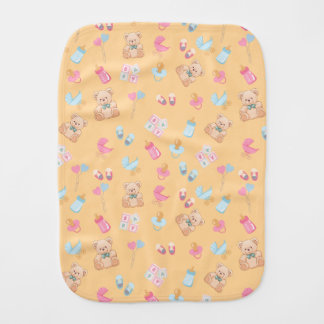 Peach teddy burp cloth