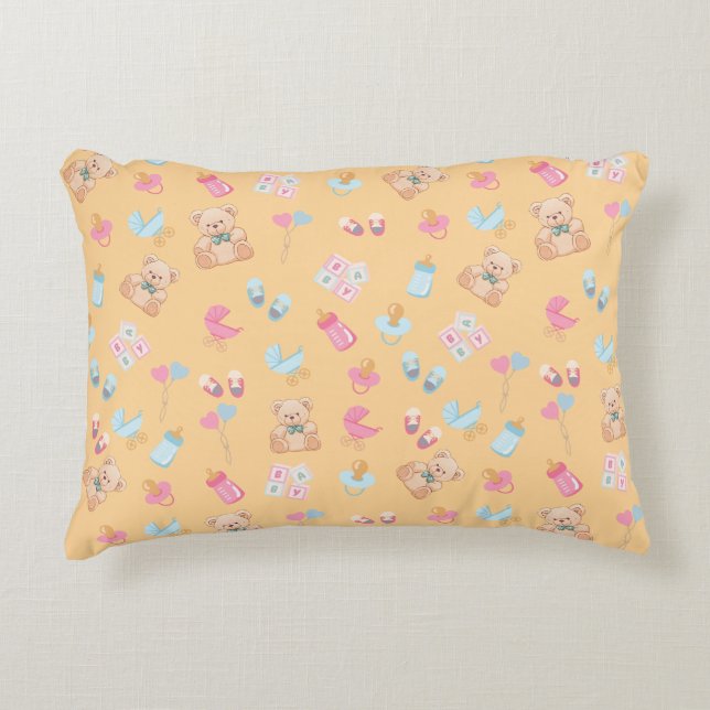 Peach teddy nursey pillow (Front)