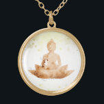 *~* Peach Terra AP33 Buddha Botanical Floral Lotus Gold Plated Necklace<br><div class="desc">(( search id AP33 for similar designs )) Simple and Minimal Abstract Boho Zen Watercolor soft with GOLD areas. There are options in shape and metal plating colors in Silver Plate and Gold Plate. * Energetically Enhanced Bohemian Botanical Garland / Bouquet Floral / Flowers Pastel Modern Popular softly Colorful Zen...</div>