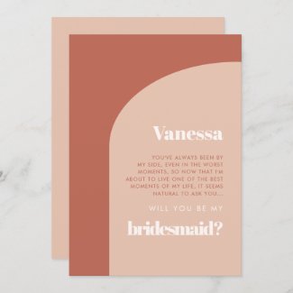 Peach Terracotta arch Bridesmaid proposal card