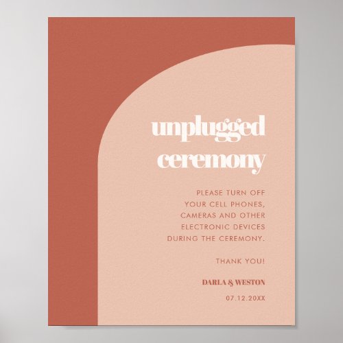 Peach terracotta arch Unplugged wedding ceremony Poster